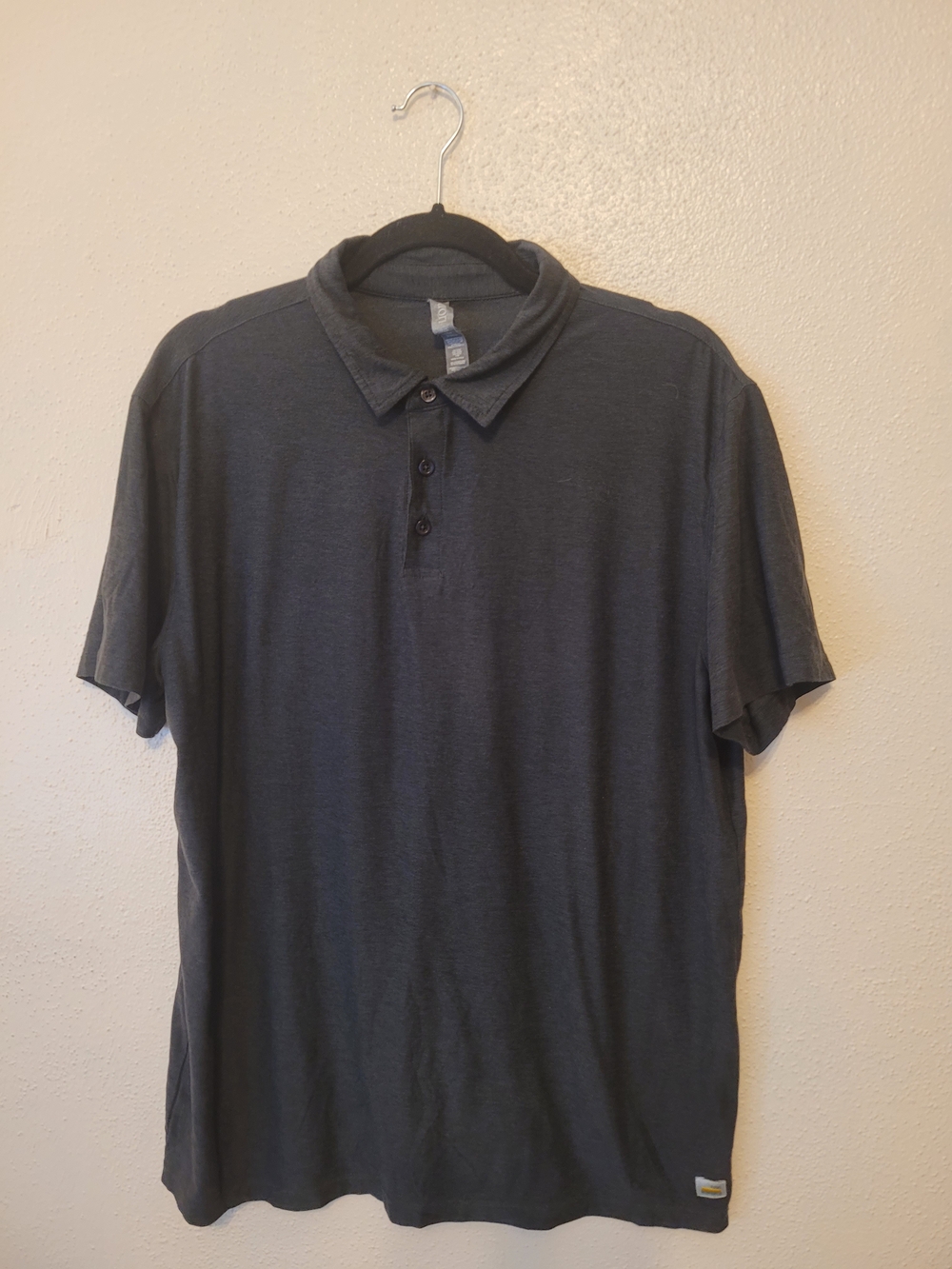 Vuori Strato Tech Polo Men's Large Charcoal Heather Performance Golf Shirt